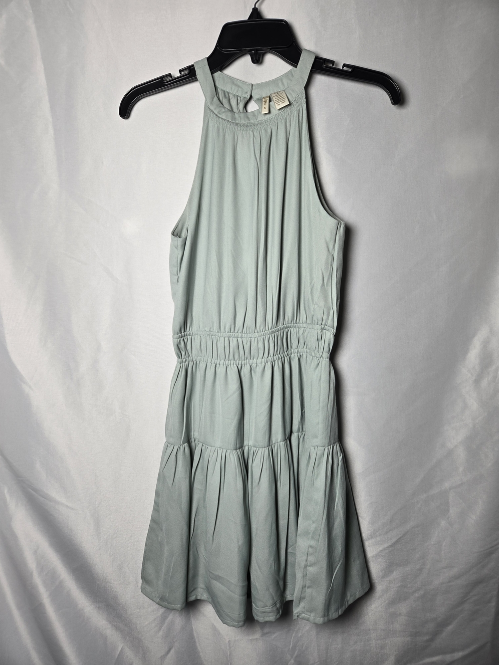 Japna Sleeveless Tiered Halter Dress - Sage Green